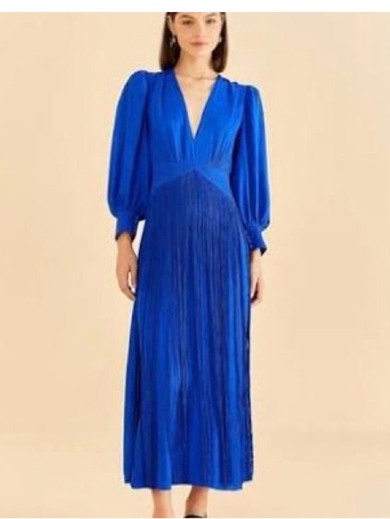 FARM Rio Dresses & Skirts - NWT FARM Rio Electric Blue V-Neck Pleated Maxi Dress L no tangles!